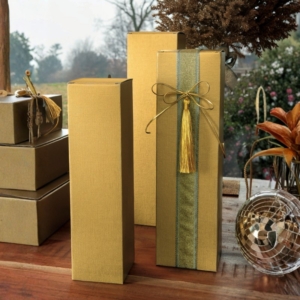 scatole bottiglia fibra oro